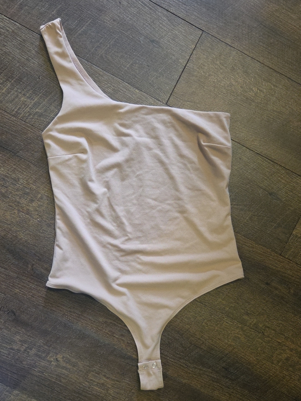 One-Shoulder Cream Womens One-Piece Bodysuit